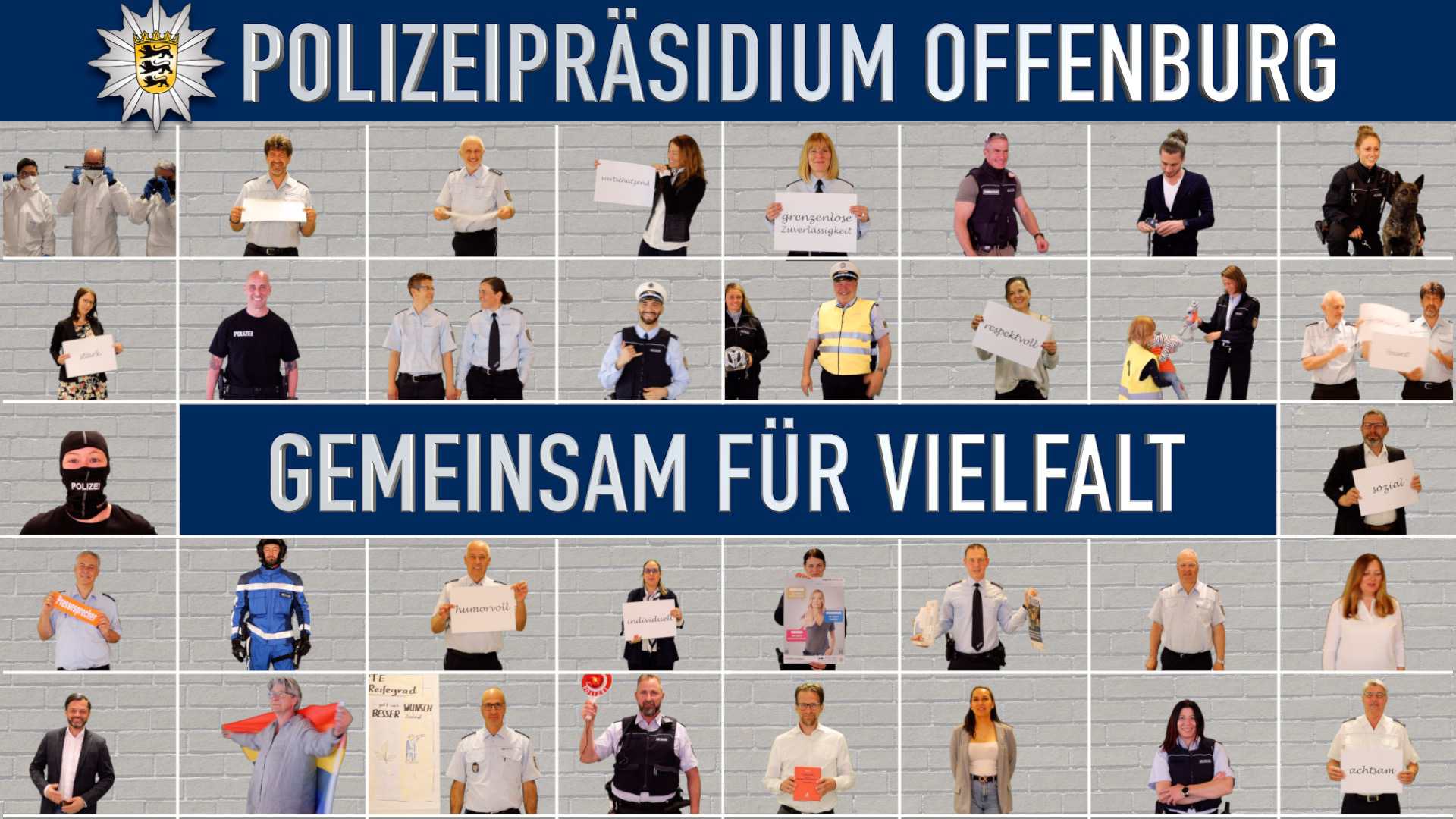 Mitarbeiter-Bildercollage Polizeipräsidium Offenburg