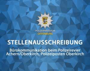 Symbolbild Stellenangebot Bürokommunikation beim Polizeirevier Achern/Oberkirch, Polizeiposten Oberkirch