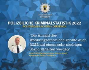 PKS Achern / Oberkirch - Zitat Thomas Straub "Die Anzahl der Wohnungseinbrüche konnte auch 2022 auf einem sehr niedrigen Stand gehalten werden"