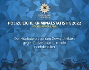 Polizeiliche Kriminalstatistik Polizeirevier Lahr 2022 - "Der Höchstwert bei den Gewaltdelikten gegen Polizeibeamte macht nachdenklich"