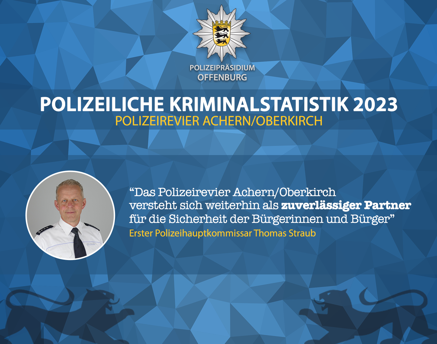 "Das Polizeirevier Achern/Oberkirch versteht sich weiterhin als zuverlässiger Partner für die Sicherheit der Bürgerinnen und Bürger" Erster Polizeihauptkommissar Thomas Straub