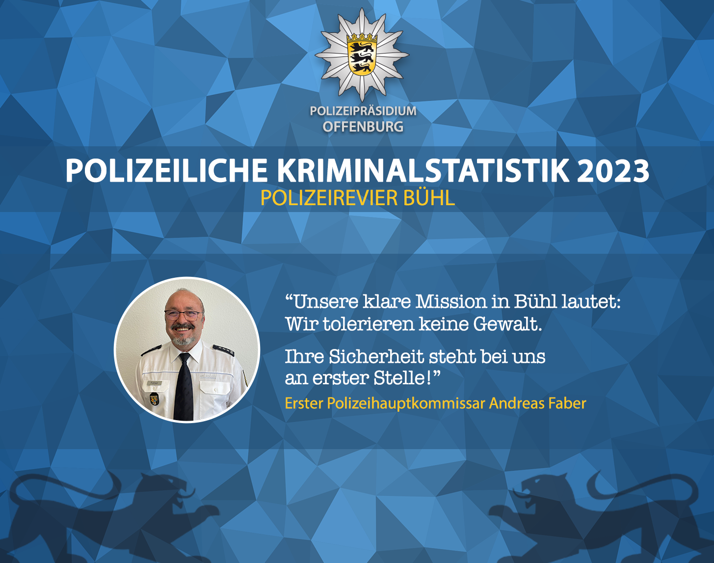 "Unsere klare Mission in Bühl lautet: Wir tolerieren keine Gewalt. Ihre Sicherheit steht bei uns an erster Stelle!" Erster Polizeihauptkommissar Andreas Faber
