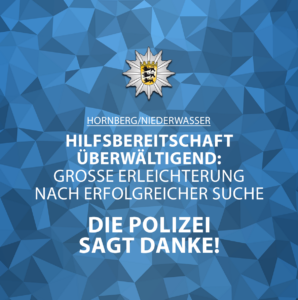 Niederwasser_Danke nach Erfolgreicher Suche